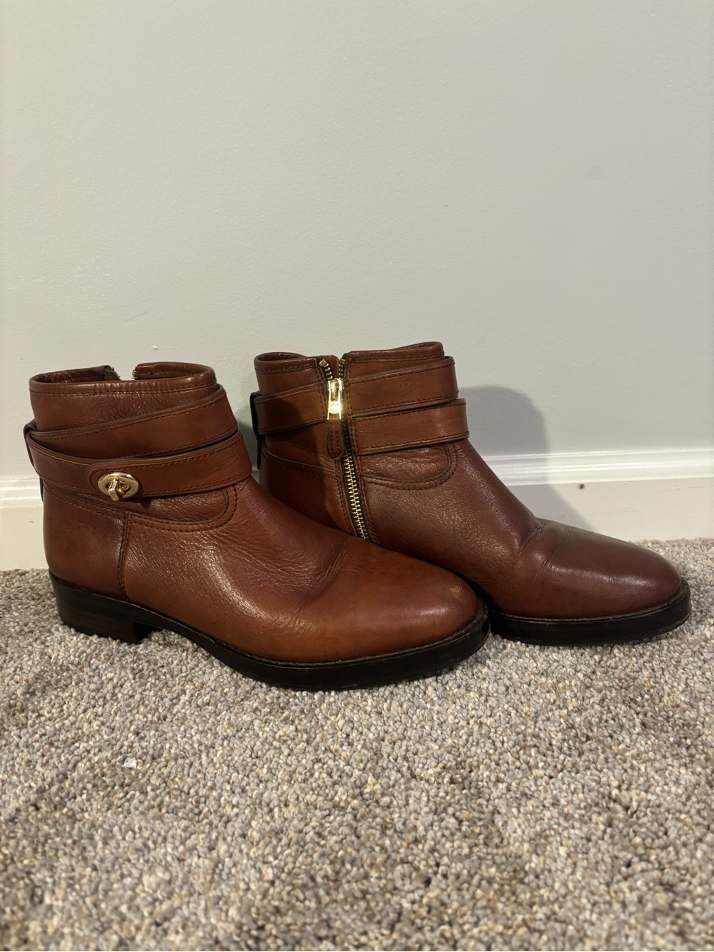 Vintage Coach Elton Women’s Brown Leather Ankle Boots Bootie Round Toe Sz 7B